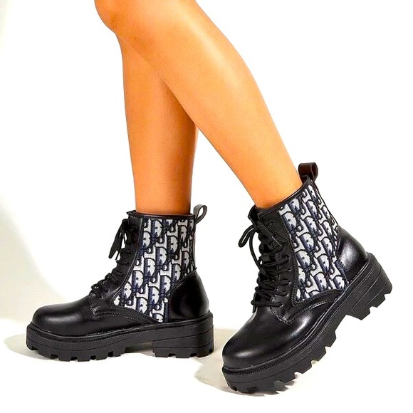 cute black combat boots